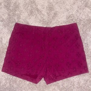 LOFT Fuchsia Eyelet Shorts 